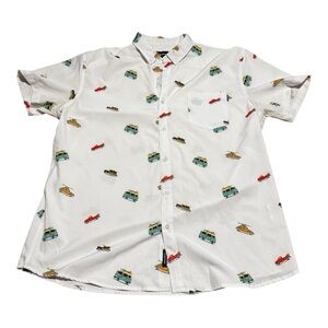 Molokai Surf Co. White Shirt with Colorful Car Print